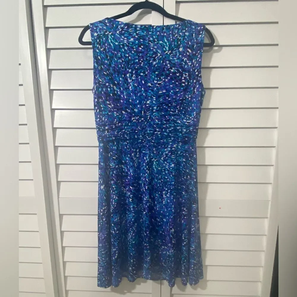 Blue Patterned Sleeveless Dress